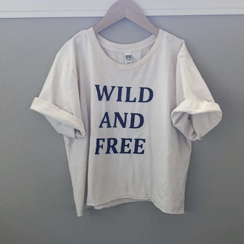 ❌ sold ❌ Boutique Wild & Free Crop Tee Cream Tshirt Mother Boho